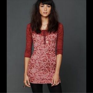 NWT Free People Love You To Pieces Mini Dress Copper Burgundy‎ Red Size Medium